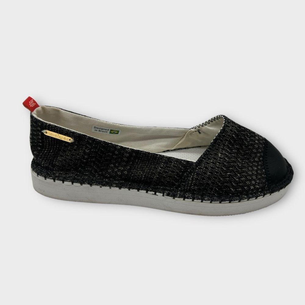 Havaianas Slip On Shoes Women's Cap Toe Black Gray Size 7‎ Nice!! Comfy!